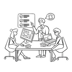 conference business planning. illustration in line flat