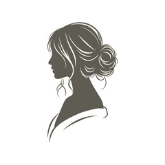 Elegant female silhouette profile with messy bun hairstyle