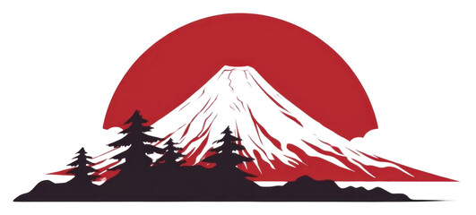 PNG Red fuji mountain icon silhouette volcano nature.