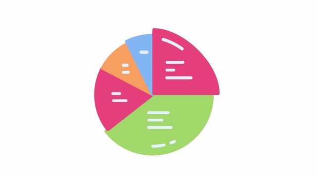 Vibrant Pie Chart Graphic Illustrating Data Segments with Minimalist Design and White Background