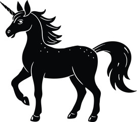  unicorn silhouette symbol for fantasy and fairytale design
