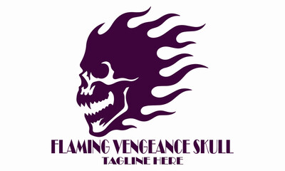 Flaming vengeance skull vector illustration, flaming vengeance skull logo design with white background