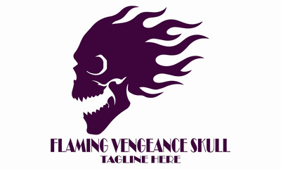 Flaming vengeance skull vector illustration, flaming vengeance skull logo design with white background