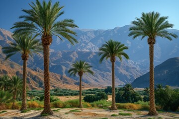 Palm Trees with Mountain View