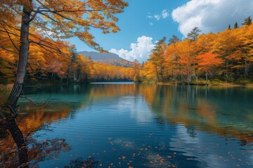 Autumn Reflections on a Calm Lake