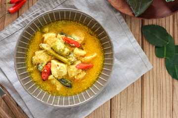 Ayam garang asem. Chicken with sour and spicy soup. perfect for recipe, article, or any commercial purposes.