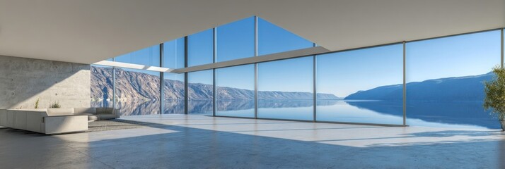 Fototapeta premium Modern Open-Plan Interior with Panoramic Views