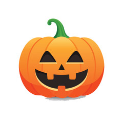 Cartoon Pumpkin Illustration Cheerful Jack-o'-Lantern for Halloween Celebrations and Festive Designs, Orange and Green