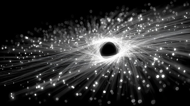 Cosmic strings of light weaving through multidimensional space, forming perfect geometric entanglement patterns.