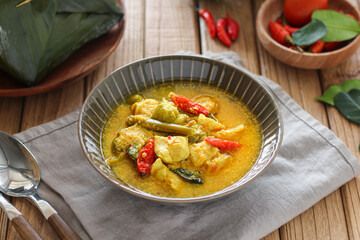 Ayam garang asem. Chicken with sour and spicy soup. perfect for recipe, article, or any commercial purposes.
