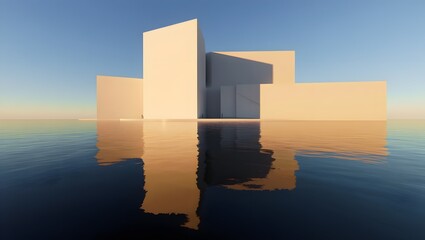 Abstract Architecture Reflection on Water - Modern Building Design