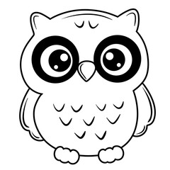 Owl black doodle outline.