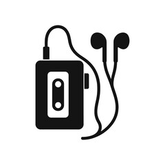 ポータブルカセットプレーヤーのシルエットアイコン｜Silhouette Icon of Portable Cassette Player

