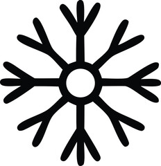 Obraz premium Simple black and white stylized snowflake icon with radial symmetry and a central circle