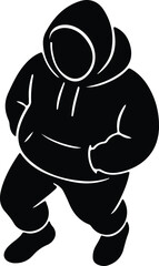 Illustrator Anonymous hooded figure in walking pose Silhouette vector