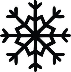 A stark black silhouette of a six pointed snowflake design with intricate geometric patterns and sharp angular arms on a white background