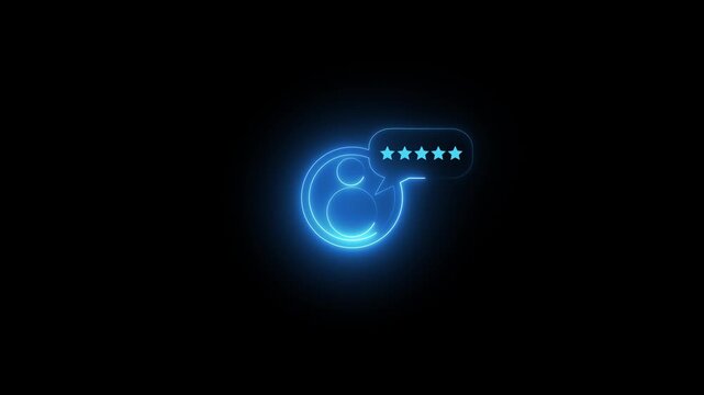social media review icon animation. 5 star rating icon