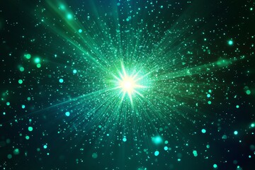 Obraz premium green star light sparkle,cyan glow light effect Starlight sparkle Light flare effect shine glow abstract blue star