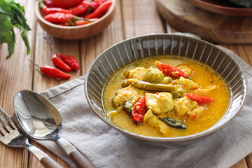 Ayam garang asem. Chicken with sour and spicy soup. perfect for recipe, article, or any commercial purposes.