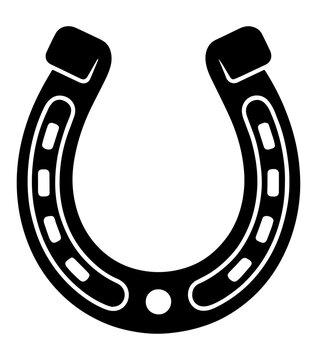 Title: Lucky Horse Shoe Icon Silhouette Vector with Good Fortune and Cowboy Symbolism, Isolated White Background
