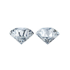 Two Brilliant Cut Diamonds on Black Background with Sparkling Reflections and Sharp Facets in Stunning Clarity