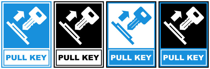 set safety sign pull key symbol design label template vector illustration