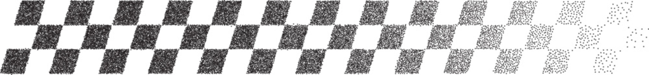 Stipple effect halftone bitmap dot diagonal box pattern motion race flag design element