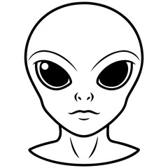 Classic Grey Alien Head Portrait Icon