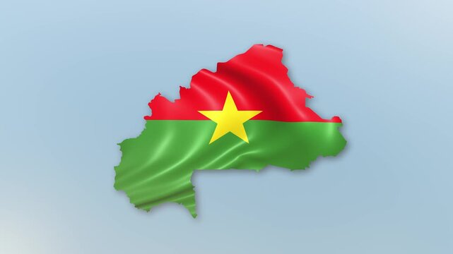 Burkina Faso country Flag Hoisting and Zoom to reveal the Country Border Map with Waving Flag Intro which is useful for news, political events, sports intros and presentation.