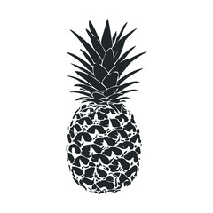 Obraz premium Stylized black and white pineapple illustration with intricate patterns