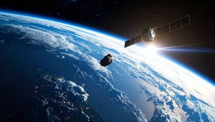 A scene of an asteroid falling to Earth