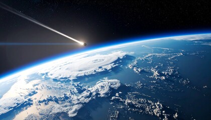 Fototapeta premium A scene of an asteroid falling to Earth