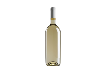 Elegant white wine bottle isolated for beverage branding and display.