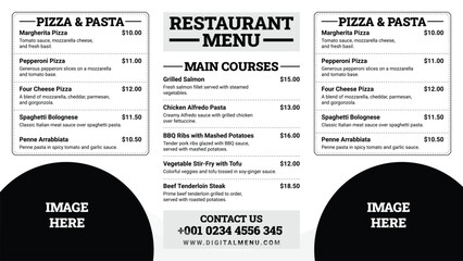 Digital Menu Board Layout for Multi-Screen Display or Multiple Venues