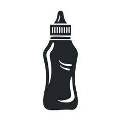 Black and white cartoon style condiment bottle illustration