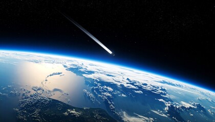 Obraz premium A scene of an asteroid falling to Earth