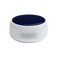Modern Wireless Speaker with Blue Mesh Top and Stylish White Base, Ideal for Home and Outdoor Use