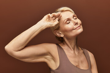 Senior woman exuding beauty and grace in a serene moment