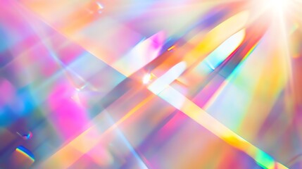 iridescent holographic rainbow colorful blur gradient background overlay effect,Crystal prism with rainbow ray, magic sparkle, lens flare,optical effect