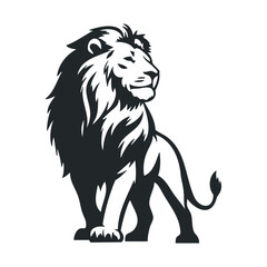 Obraz premium Majestic lion silhouette in bold black and white design