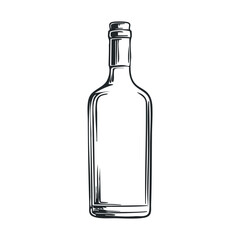 Minimalist illustration of an empty glass bottle with cap