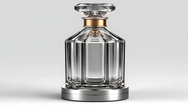 Decorative fragrance bottle with transparent faceted glass high resolution photo