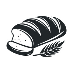 Fototapeta premium Monochrome bread loaf illustration with wheat grain