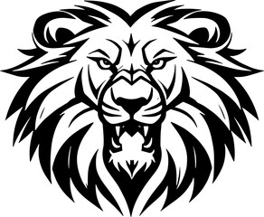 Furious Lion Head Silhouette Icon Vector