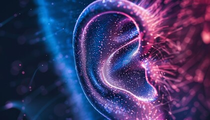 Neon red clock overlay on digital circuit board background.