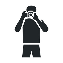 Silhouette of person taking photo with camera illustration