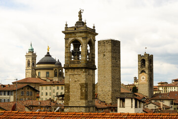 View of the towers of Bergamo