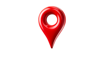 Glossy Red Map Pin Marker Icon Isolated on White Background, cut out transparent