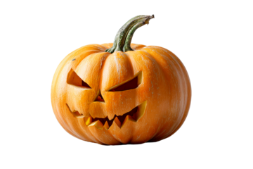 Carved jack o lantern on transparent bg