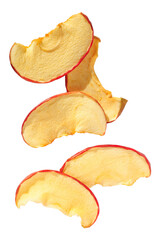 Dried apple slices isolated over white background